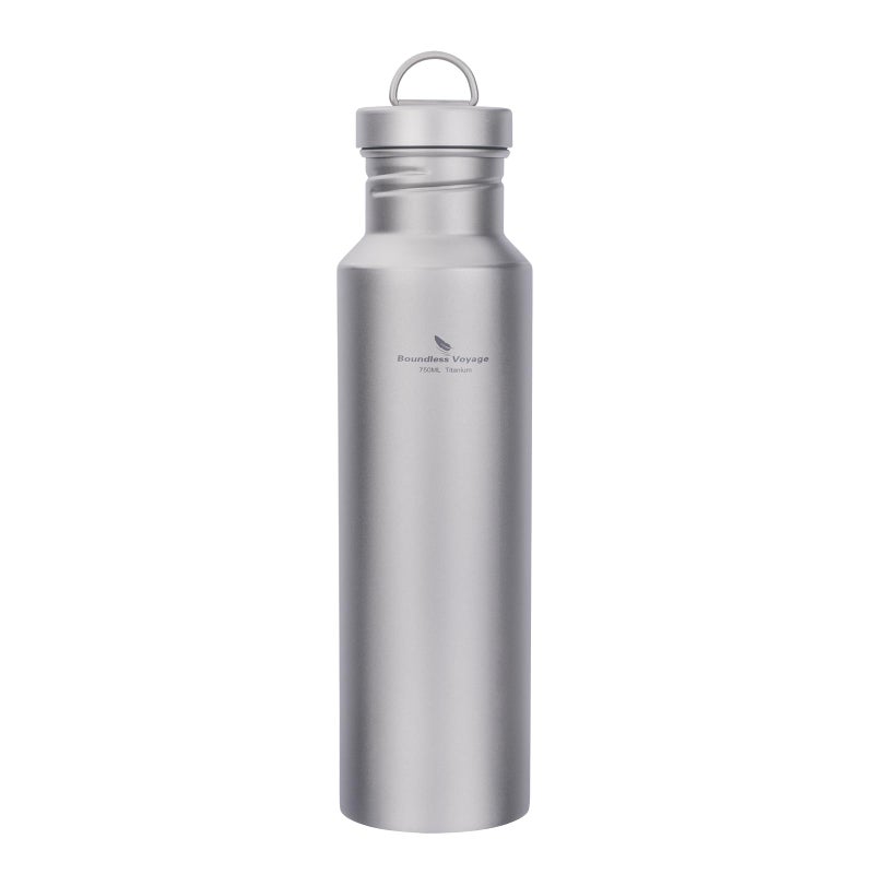 usharedo Outdoor 750ml Titanium Sports Bottle with Lid Flask Wide Mouth Water Bottle Canteen Drinking Bottle for Camping Cycling Hiking Ti3253d - Image 1